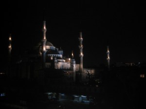 The Blue Mosque (from the Marmara Terrace at the Mavi Ev Restaurant)