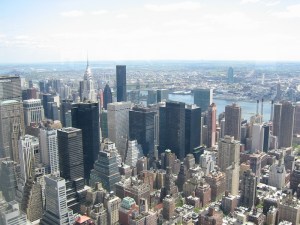 View across New York City to the Chrysler Building